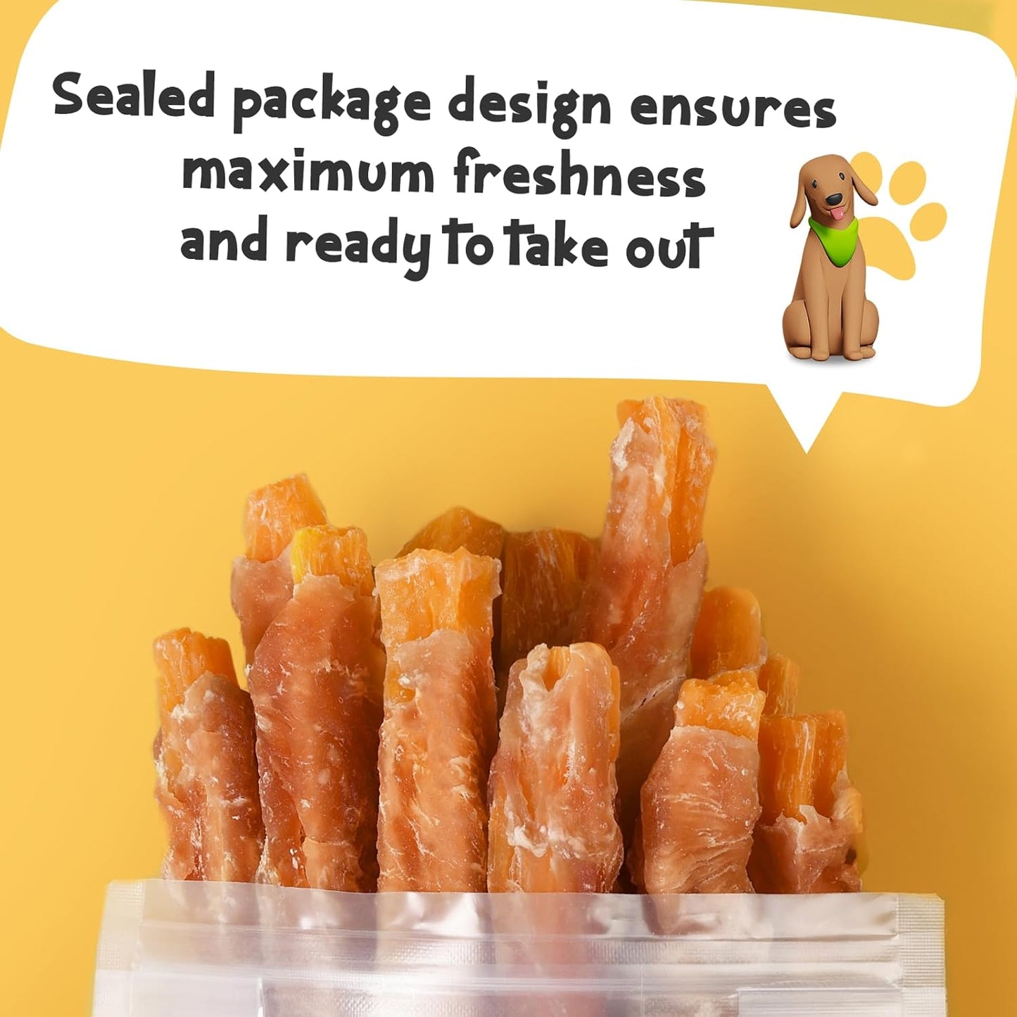 ASMPET Dog Treats Chews, Chicken Wrapped Sweet Potato Strips, Gluten & Grain Free Dog Snacks for Training Rewards 10.6 oz