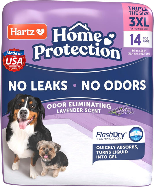 Hartz Home Protection Lavender Scented Dog Pads, 3XL 14 Count, Super Absorbent & Won't Leak, Odor Eliminating