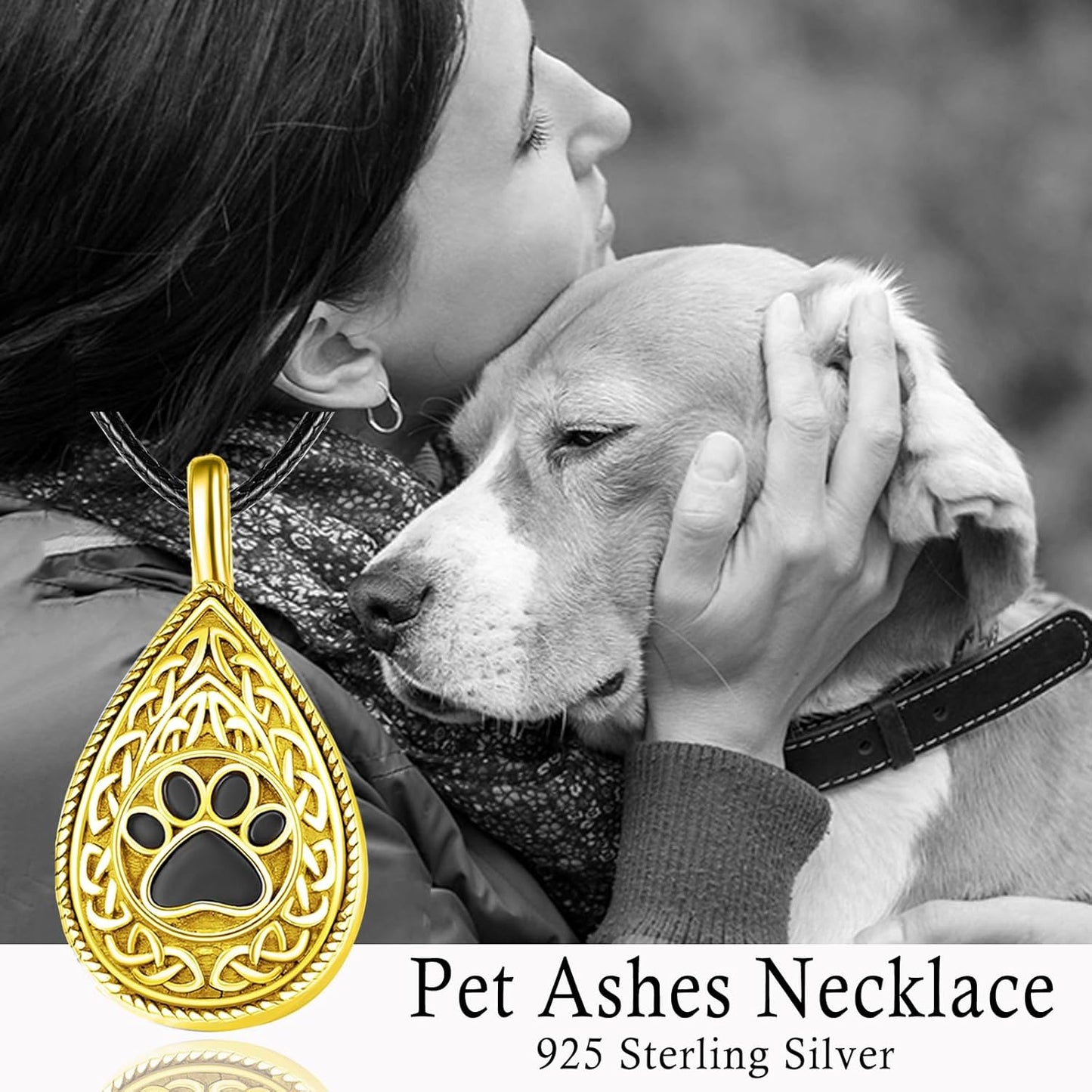 Dreamboat Pet Urn Necklace for Dog Cat Ashes 925 Sterling Silver Paw Print Cremation Keepsake Pendant Celtic Knot Memorial Jewelry Gifts for Women Men