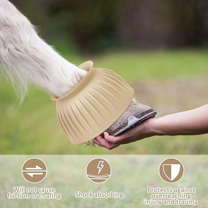 Abbylike Horse Bell Boots Protect Against Hoof Impact Trauma Rubber Bell Boots Horse Care for Turnout No Rub Design Comfort Quick Wrap Hook and Loop