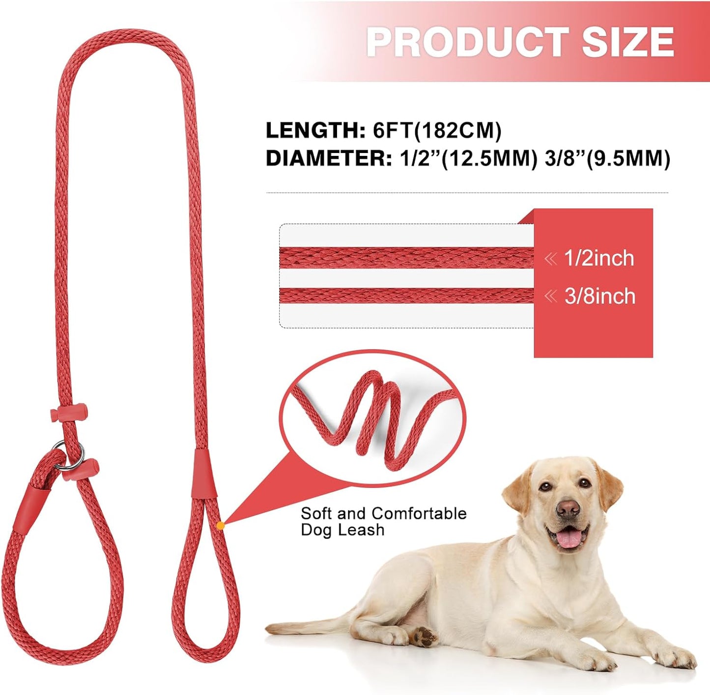 Lynxking Dog Leash Slip Lead Reflective Breathable Rope Comfortable Strong No Pull Slip On Pet Training Lead for Dogs