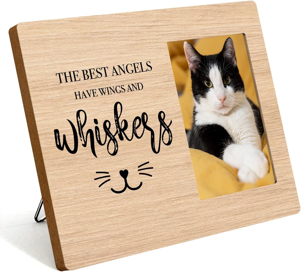 Pet Memorial Gifts for Cats, Cat Memorial Gifts for Loss Of Cat, Pet Loss Sympathy Gift Picture Frame, Pet Loss Gifts, Pet Remembrance Gift Cat Memorial Photo Frame for Desk Shelf Table Top Home Decor