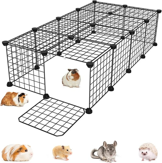 Guinea Pig Cages with Door and Top, 49.2x24.6x12.2inch Small Animal Cage, 20pcs Metal Grid Panels Small Animal Playpen, Expandable Cage for Guinea Pigs, Rabbits, Hamsters and Hedgehogs, Kitten