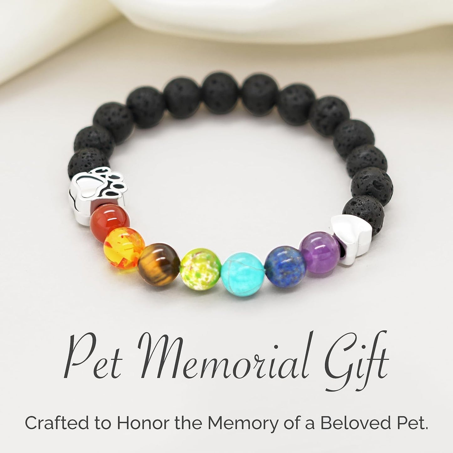 OLGAS GEMS Rainbow Bridge Pet Memorial Gifts: Sympathy Dog Memorial Gifts for Loss of Dog or Cat - Stone Bracelet and Meaningful Message Card Ideal for a Bereavement Remembrance Gift