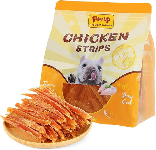 Chicken Jerky Strip Dog Treats w/Taurine Natural Rawhide Free Dog Snacks, Training Treats Chicken Jerky Sticks for Dogs, 24oz