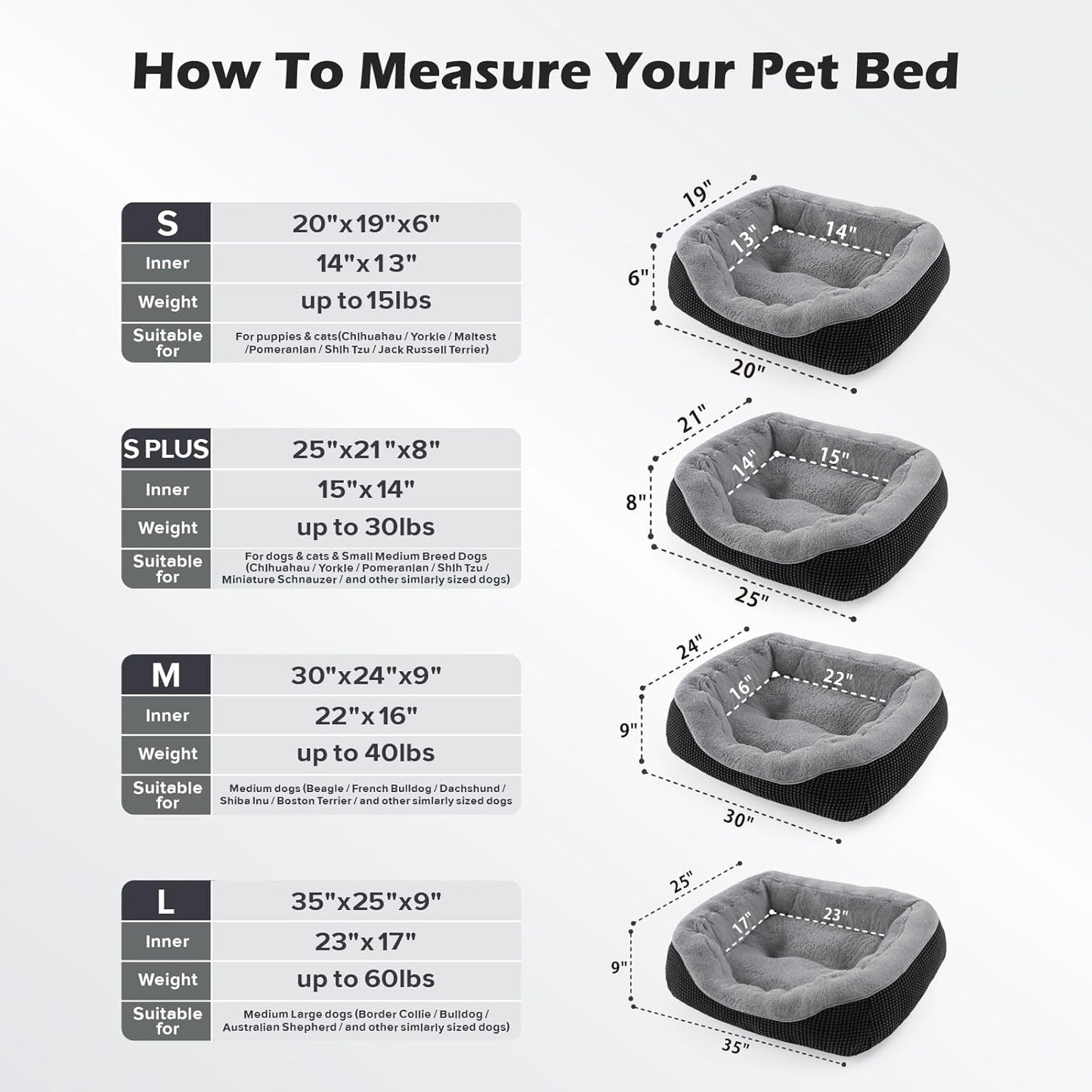 INVENHO Large Dog Beds Large Sized, Washable Orthopedic Warming Soft Sleeping Durable with Anti-Slip Bottom