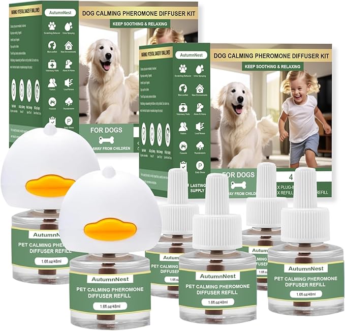 8-in-1 Dog Calming Diffuser Kit – 2 Plug-Ins + 6 Refills, Pheromone-Based Pet Stress Support, 180-Day Supply, Helps Promote Calm Behavior, Safe & Non-Toxic