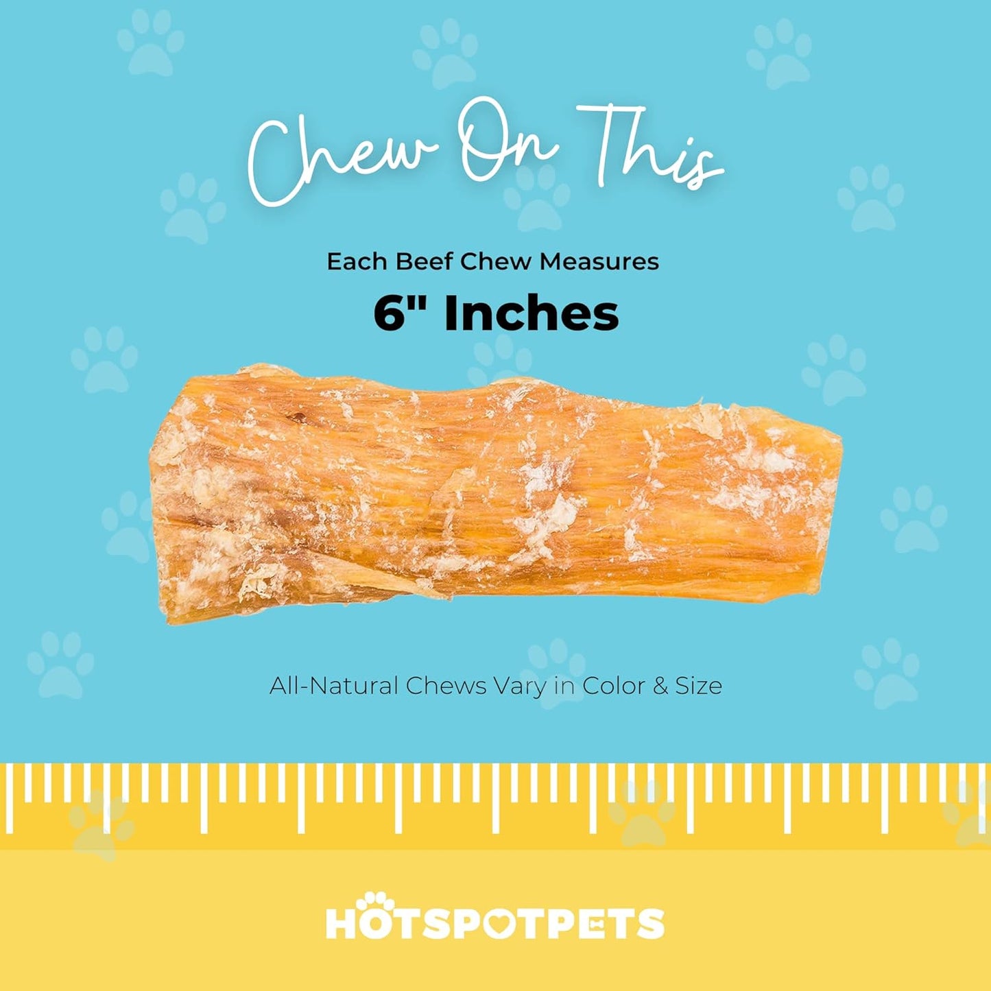 hotspot pets Beef Tendons for Dogs 6-8'' - All Natural Grass Fed Premium Beef Dog Chews - Rawhide-Free Back Strap Flat Tendons Dog Treats - Promotes Healthy Joints & Oral Care (20 Pack)