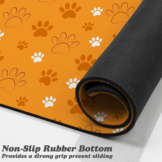 Dog Food Mat, Absorbent Water Bowl Mats Cat Pet Feeding Placemats Orange 24 * 32 inch