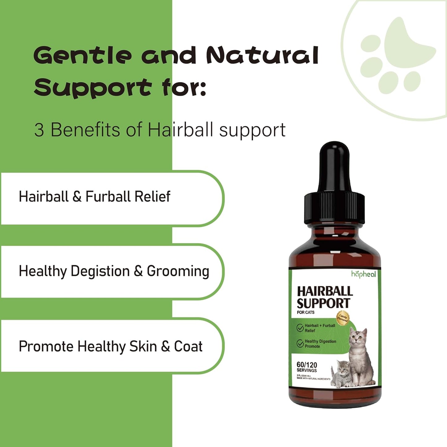 Cat Hairball Support Drops, Cat Hairball Relief Digestive Aid,Hairball Remedy Cat Treats, Cat Furball Treatment, Hairball Cat Treats for Skin & Coat, Digestion, Nutrient Absorption,60ml