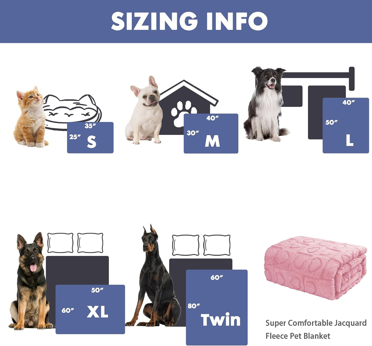 gogobunny Calming Plush Dog Cat Blanket 300GSM Coral Fleece, Ultra-Soft Machine Washable Pet Bedding for Small Medium Dogs Cats Puppies Kittens (Pink, 30x40)