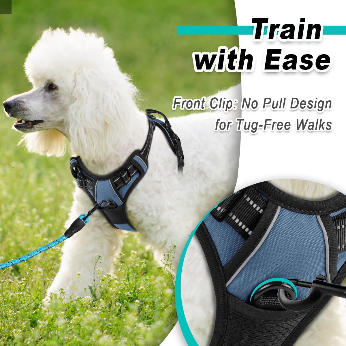 BARKBAY Dog Harness No Pull for Small Dogs - Adjustable, Reflective, Comfortable, No Choke, Heavy-Duty - Perfect for Outdoor Training, Walking, and Hiking - Strong & Durable - XS & Navy