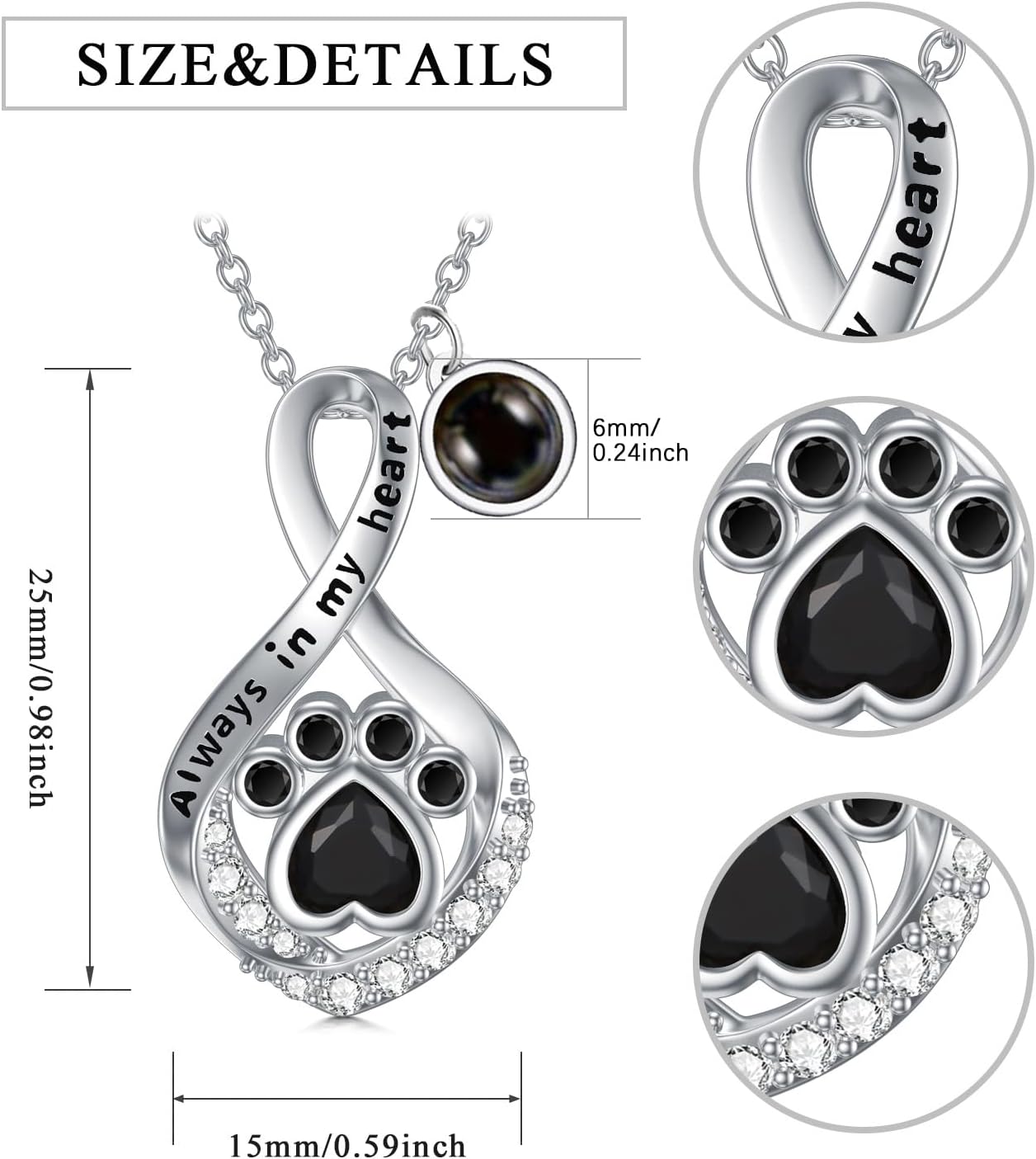 Sterling Silver Pet Urn Necklace for Ashes - Memorial Keepsake for Dog, Cat Pet