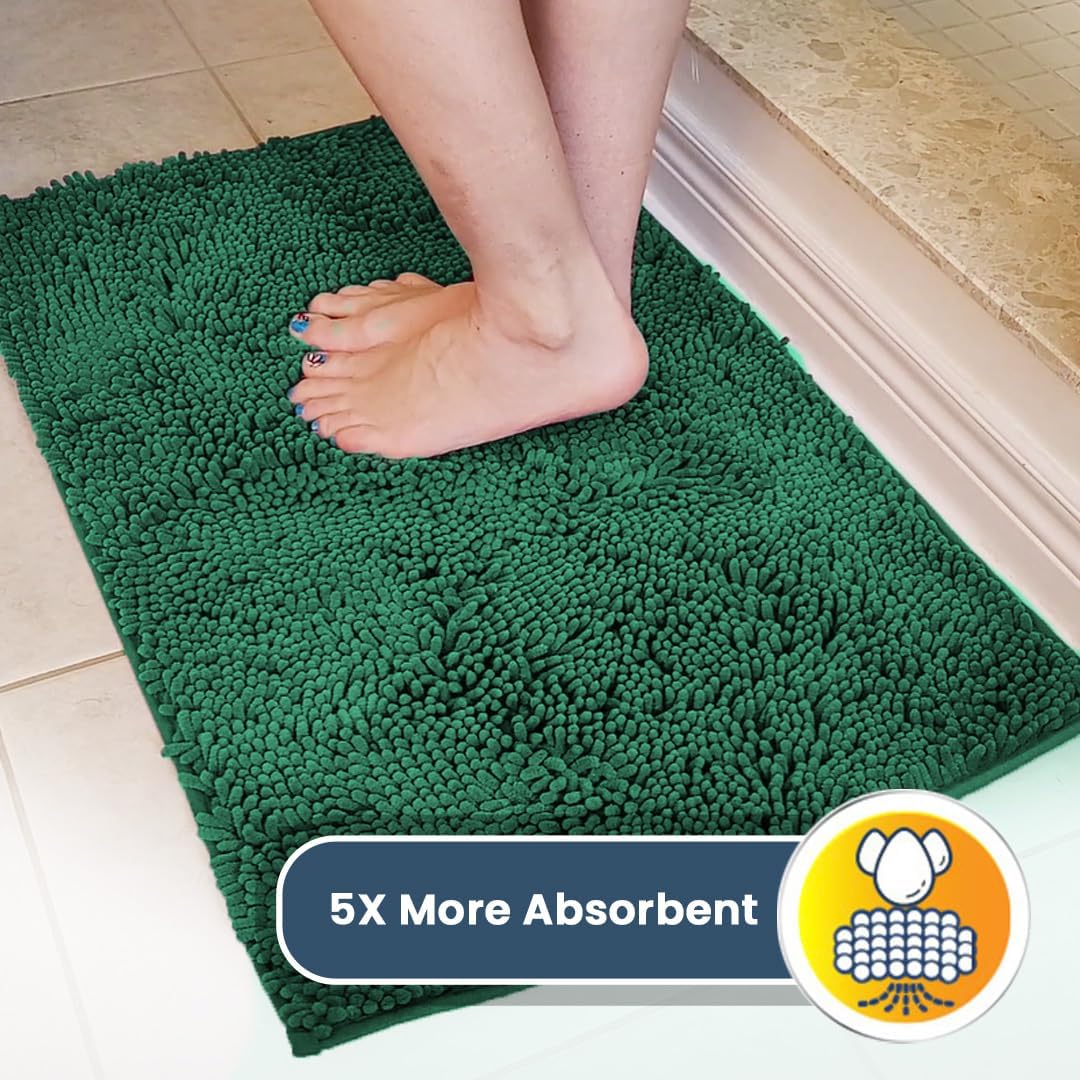 Muddy Mat® Shown on TV – Super Absorbent Microfiber Dog Door Mat for Muddy Paws, Non-Slip Washable Pet Rug, Quick Dry Chenille Entryway Carpet, Machine Washable Indoor Outdoor mat, Dark Green 30"x19"