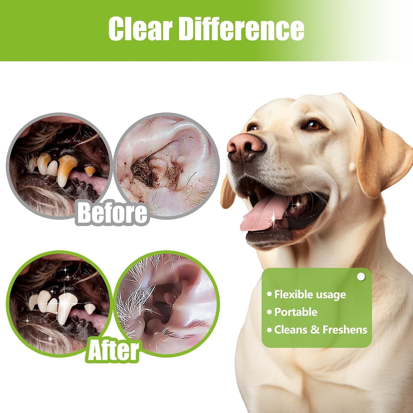 Pet Dental Care Finger Wipes, 60 Counts Teeth Cleaning Finger Wipes for Dogs & Cats, Reduces Plaque & Tartar Disposable Gentle Cleaning & Gum Care Pet Wipes