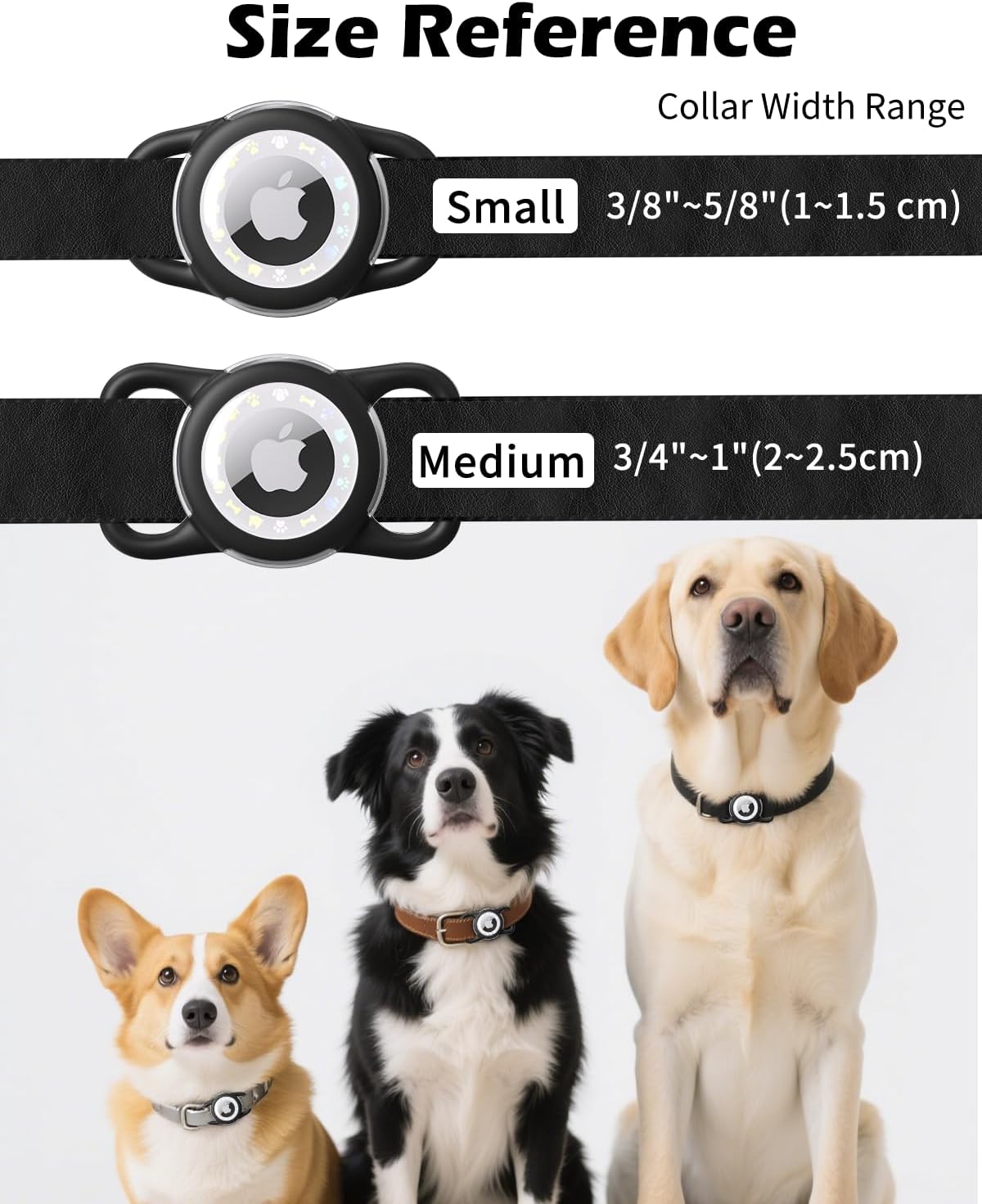 Airtag Dog Collar, Waterproof Airtag Holder for Dog Collar & Cat Collar Slicone Full Body Covered Pet Air Tag Holder (Black, Small)