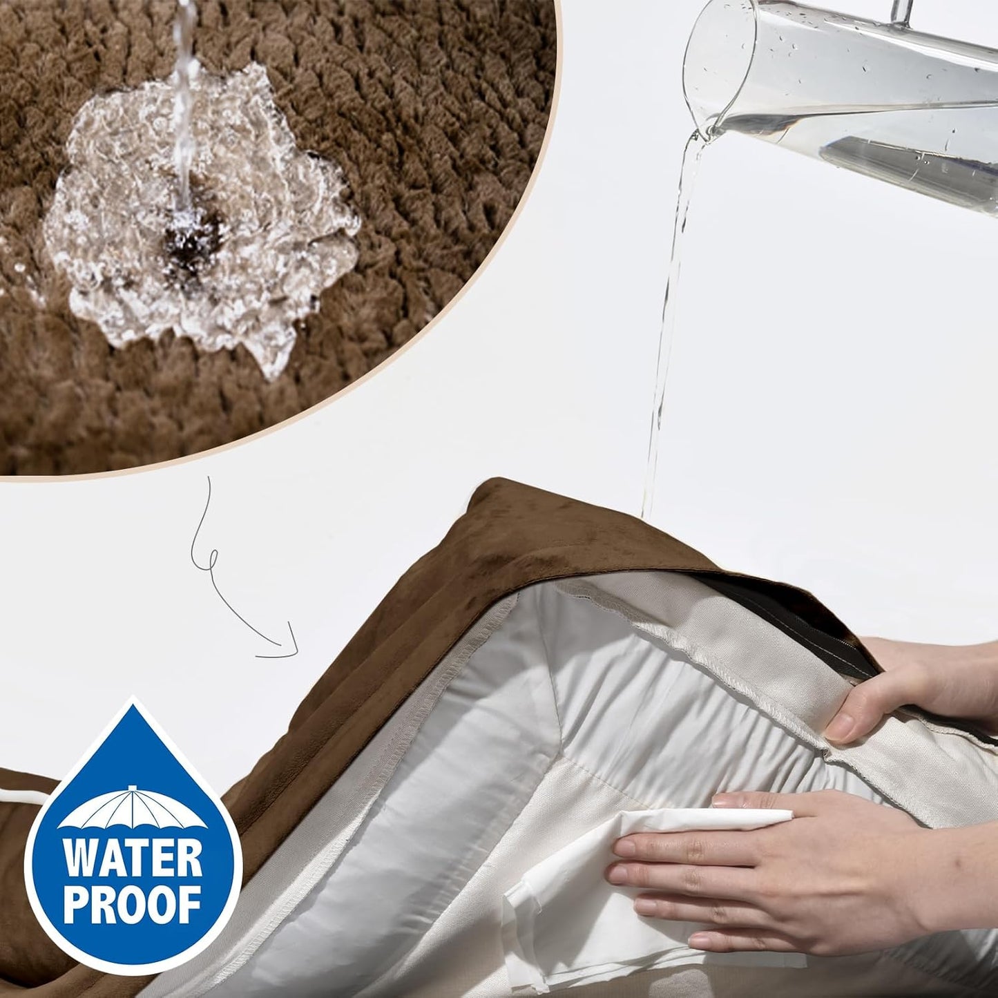 Comfort Expression Orthopedic Dog Bed for Large Dogs 36x27 Inch, Waterproof Supportive Egg Crate Foam Large Pet Bed with Removable Bolsters, Dog Couch with Washable Cover & Non-Slip Bottom, Dark Brown