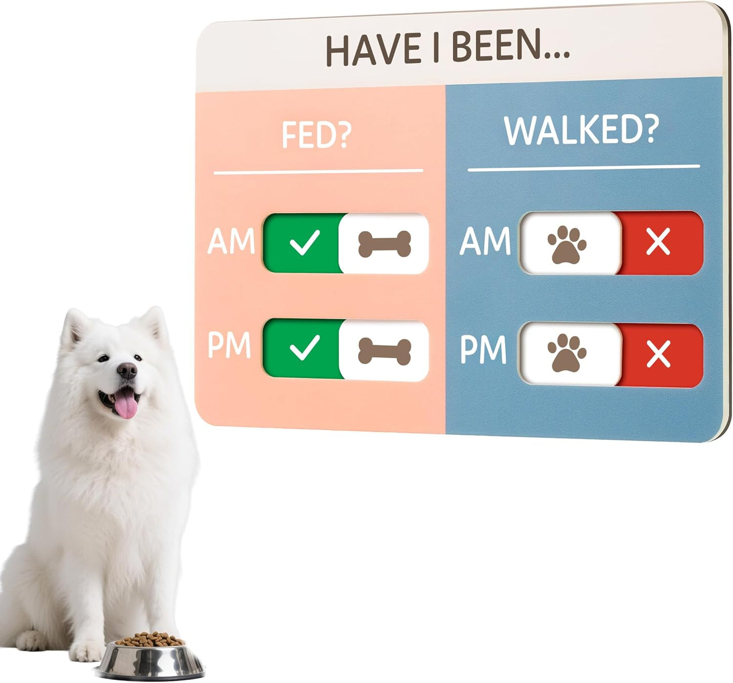 Dog Feeding Reminder Sign, Pet Feeding Tracker with Magnet, AM PM Daily Acrylic Slider Board for Fridge Wall Mounting, Plus Walking Reminder, Blue and Pink, 6.8" x 4.7" Pet Supplies
