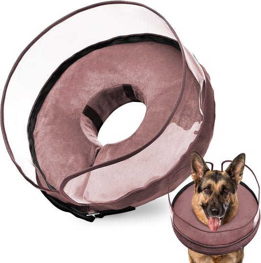BARKLESS Dog Cone, Inflatable Dog Cone After Surgery for Large Breeds, Soft Surgery Collar with Enhanced Anti-Licking Guard Shield for Pets, Patented Protective Donut Collar