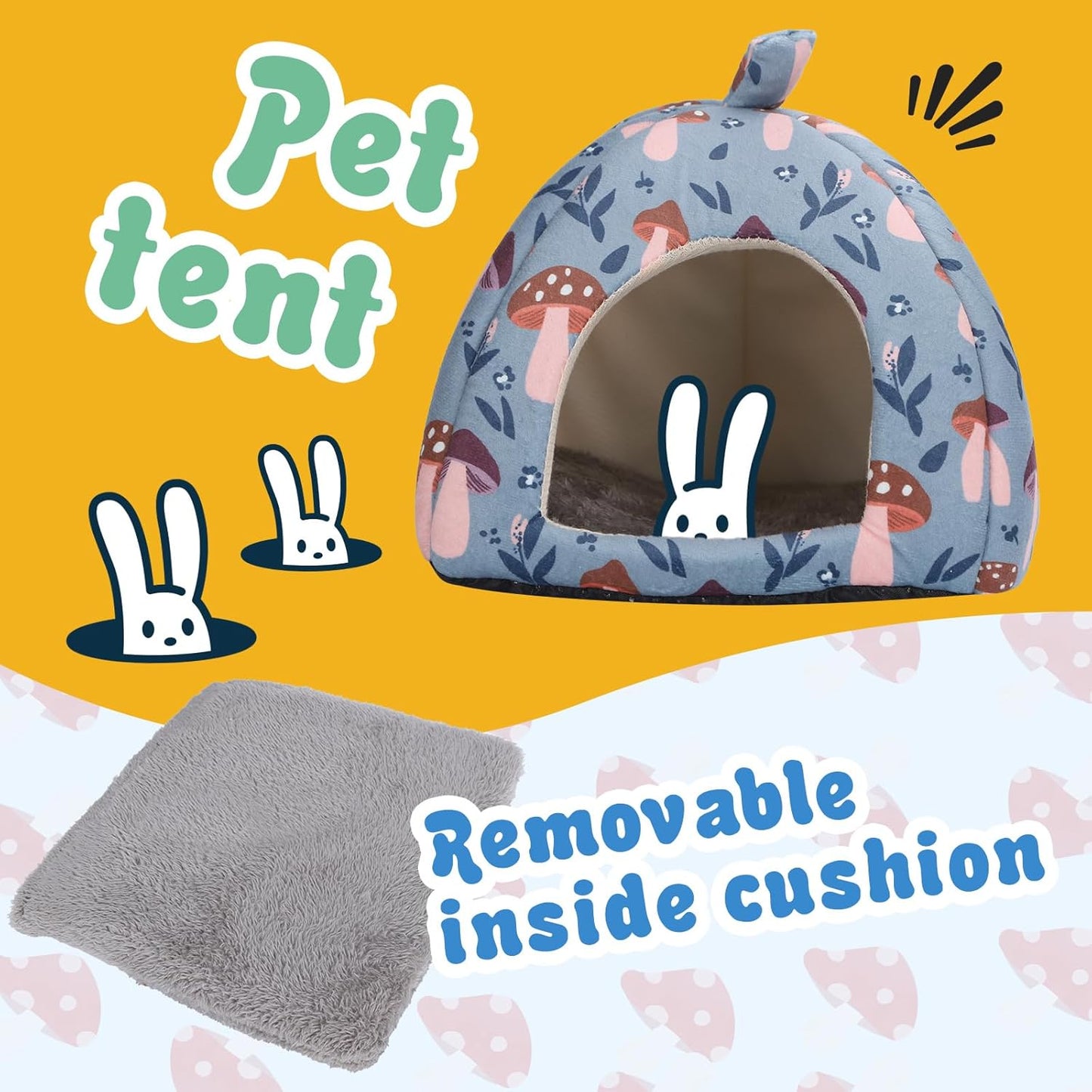 2-Pack Guinea Pig Hideout with Tunnel for Small Animals(Guinea Pig Bedding Warm & Lightweight, Easy to Clean)