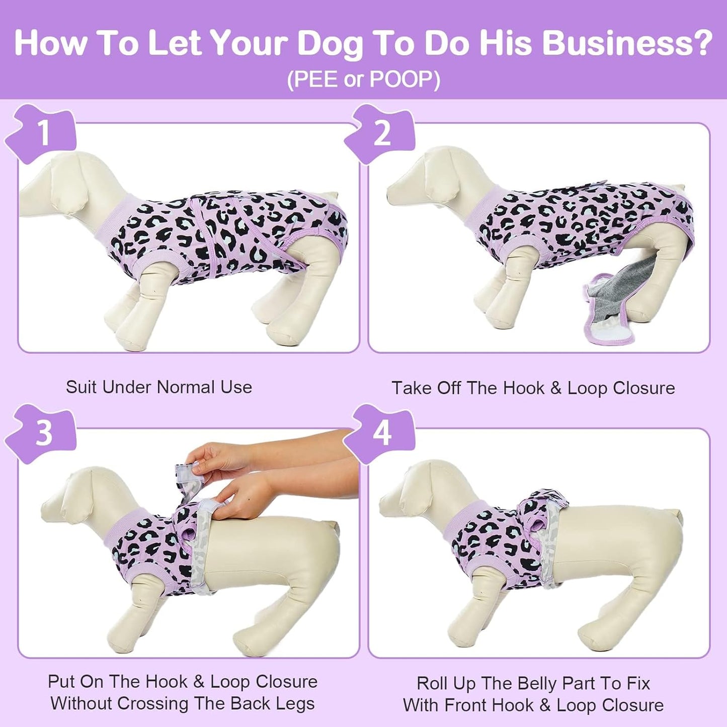 Kuoser Dog Recovery Suit for Dogs After Surgery,Professional Surgical Onesie for Female Male Dogs Spay Neuter,Soft Dog Surgery Suit Bodysuit for Abdominal Wounds Skin Disease,Purple Leopard S