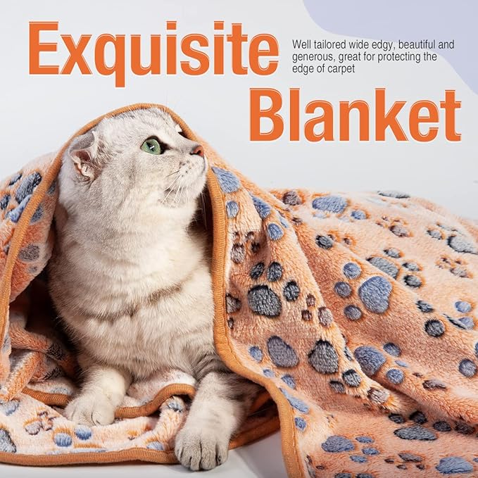 Pet Soft 1 Pack 3 Pet Blankets for Dogs - Fluffy Cats Dogs Blanket for Small Medium & Large Dog, Cute Print Pet Throw Puppy Blankets Fleece (Paws, 3L)