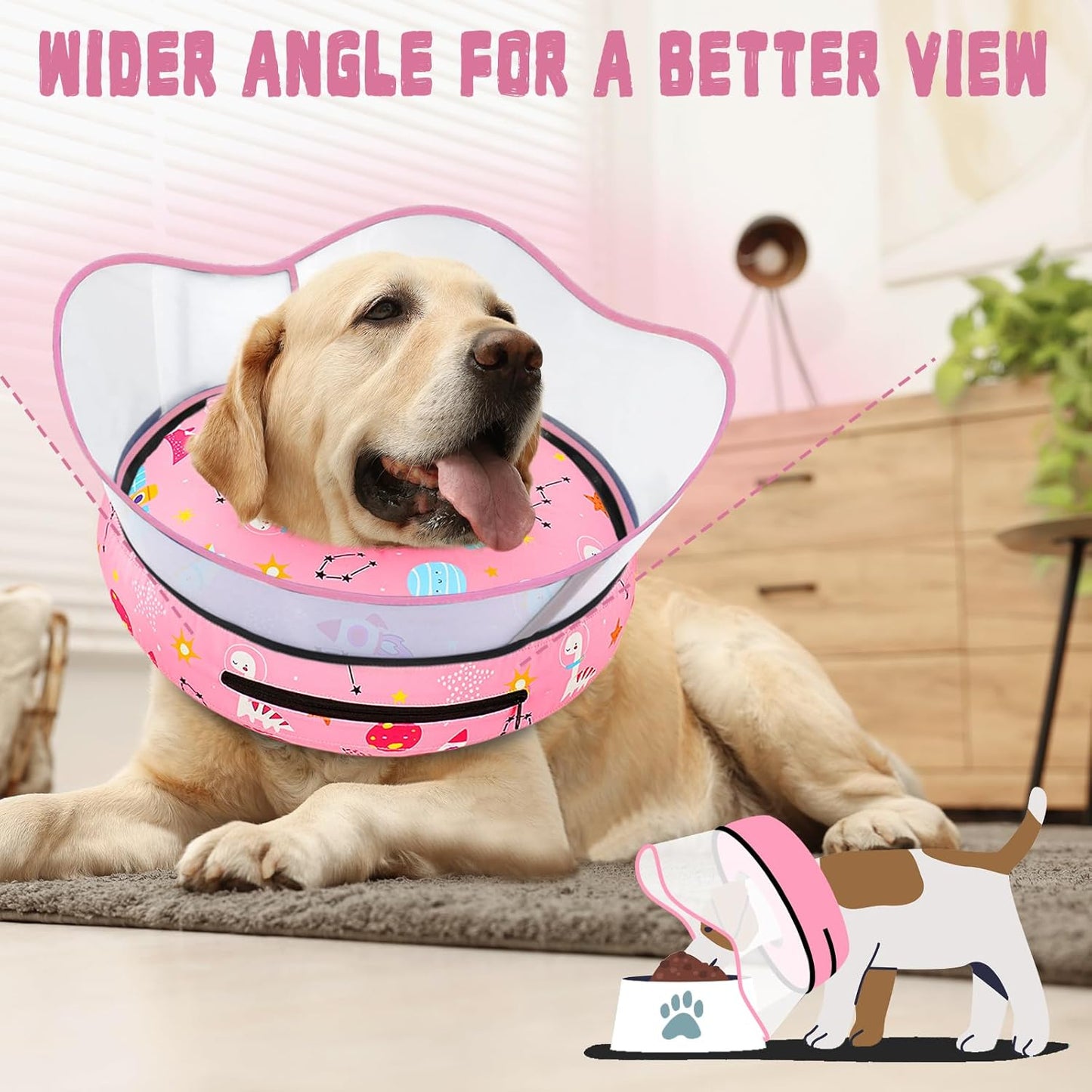 Elevated Inflatable Dog Cone Collar to Stop Licking, Dog Donut Collar After Surgery, Soft Dog Cone Alternative for Small Medium Large Dogs