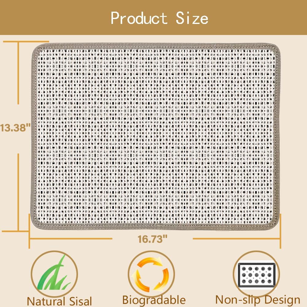 Cat Nail File Scratcher Wrapped Around a Cat Scratching Post, 16.73"×13.38" Sisal Cat Scratch Pad with 80 Aluminum Oxide Grit, Nail File for Cats Can Help to Trim Your Cat's Nails