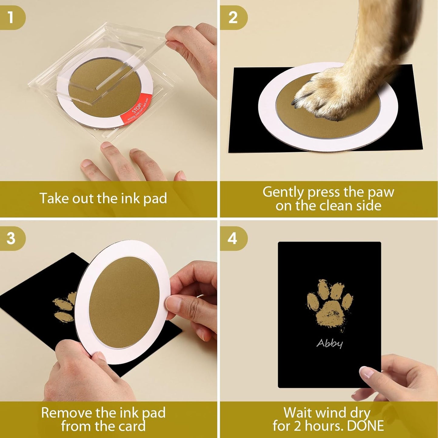 Nabance Paw Print Kit, Dog Nose Print Kit, Mess-Free Gold & Silver Paw Print Ink Pads, 8Pcs Pet Paw Print Impression Kit with Photo Frames, Safe Clean Touch Ink Pads, Nose Print Stamp Pad for Dogs Cat