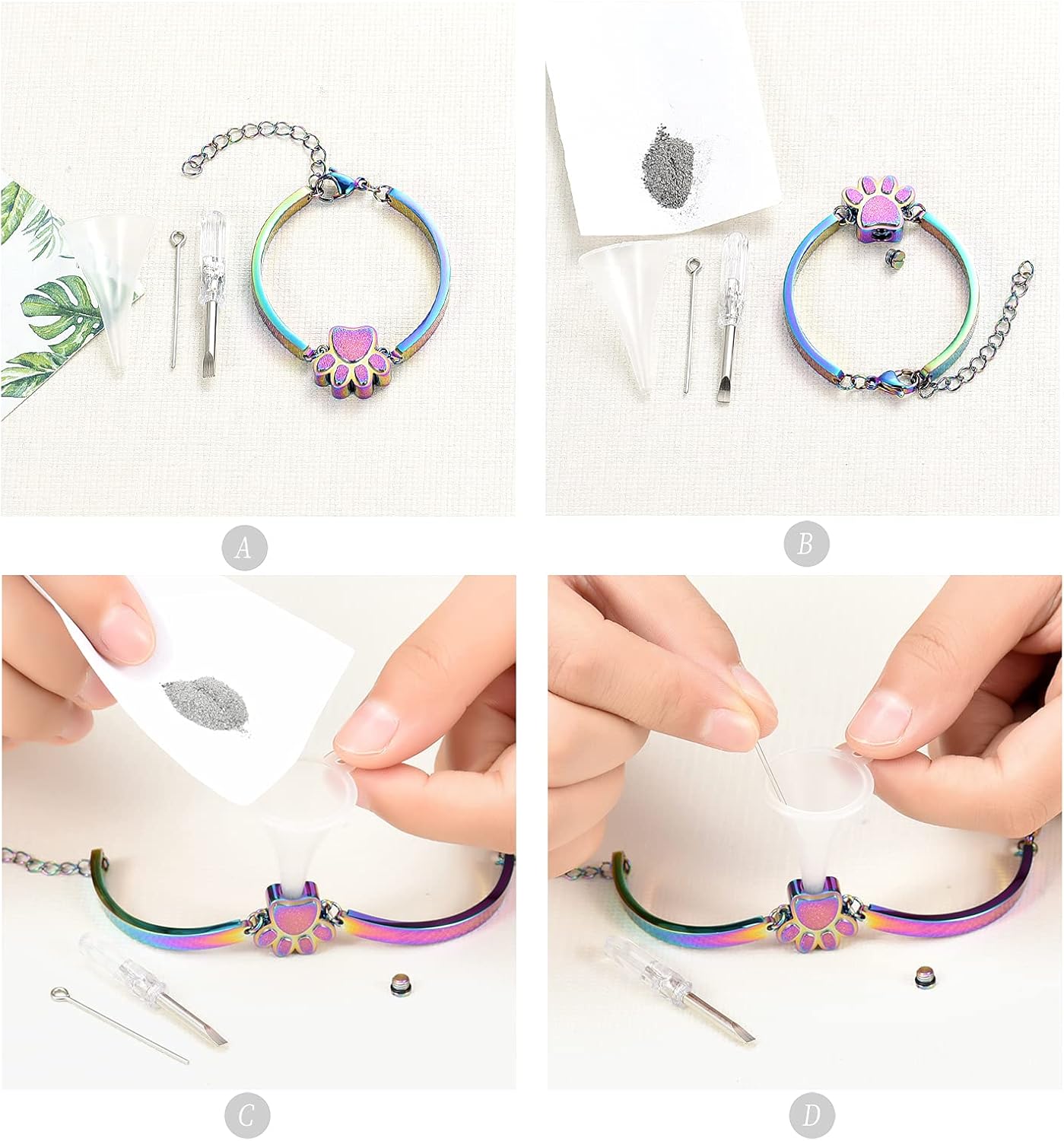 Pet Urns For Dogs/Cats - Pet Ashes Necklace - Paw Print Urn Necklace with Mini Keepsake Urn Memorial Ash Jewelry