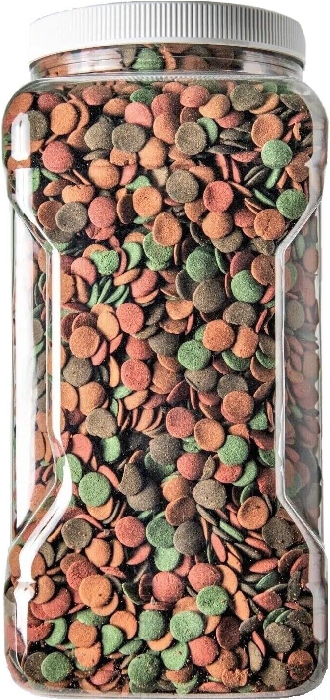 Aquatic Foods Inc. 4-Type 12mm - 1/2" Sinking Wafer Mix of Spirulina-Algae, Ultra-Worm, Ultra-Shrimp, Color Enhancing Wafers for Shrimp, Snails, Crabs, Crayfish, All Tropical Fish...2-lb Med Jar