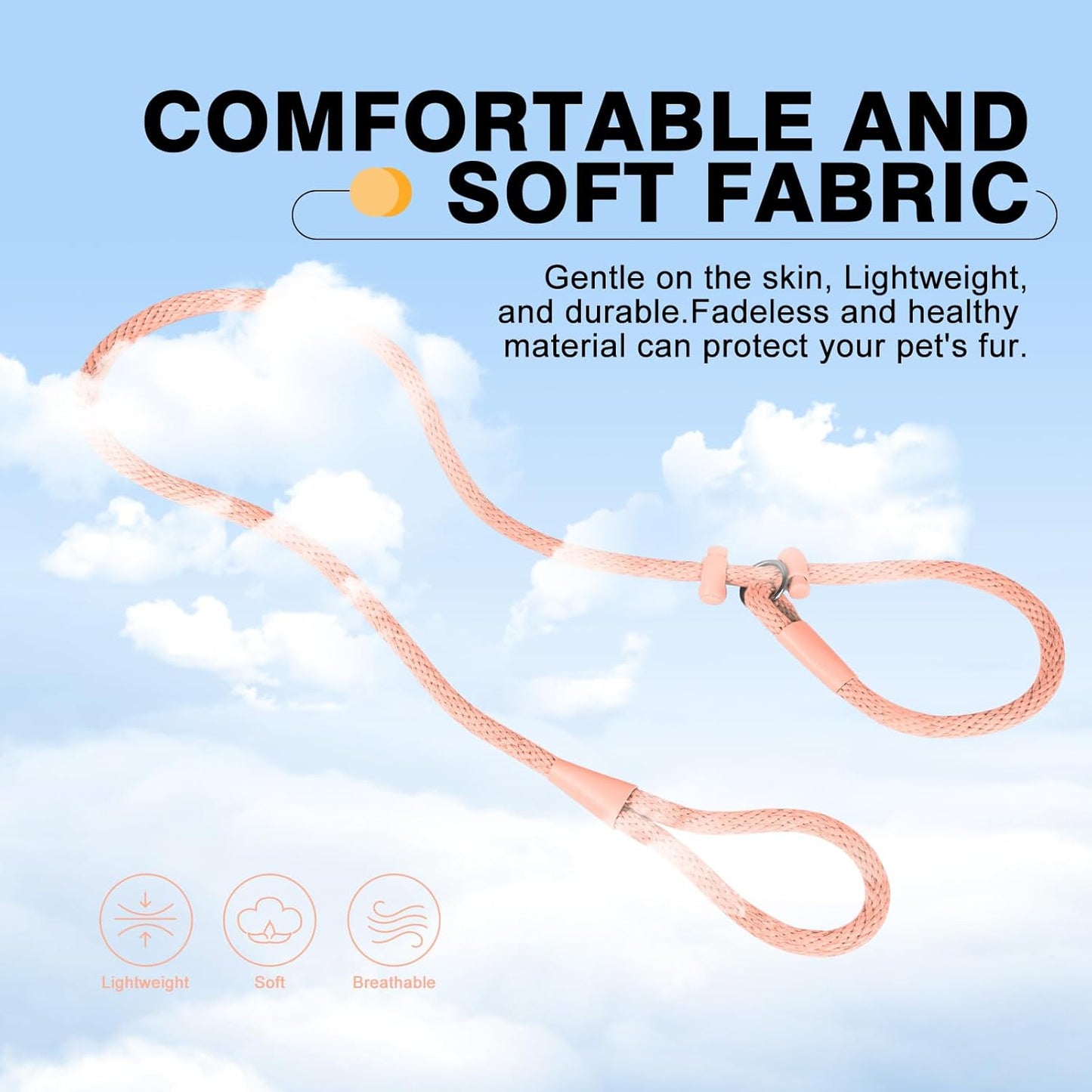 Lynxking Dog Leash Slip Lead Reflective Breathable Rope Comfortable Strong No Pull Slip On Pet Training Lead for Dogs