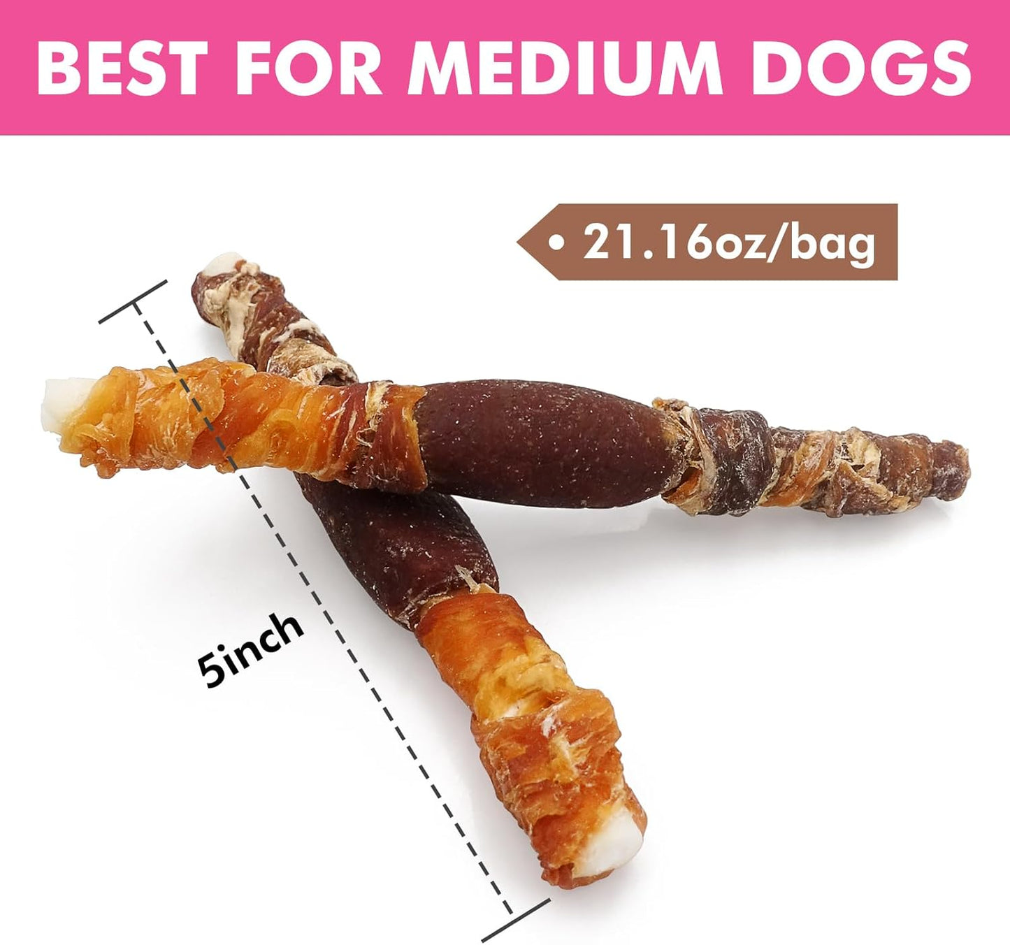 Dog Treats, Triple Flavor Rawhide Sticks, Chicken Duck and Chicken Liver Wrapped Rawhide Dog Chews, Suitable for Medium and Small Dogs, 21.16 oz