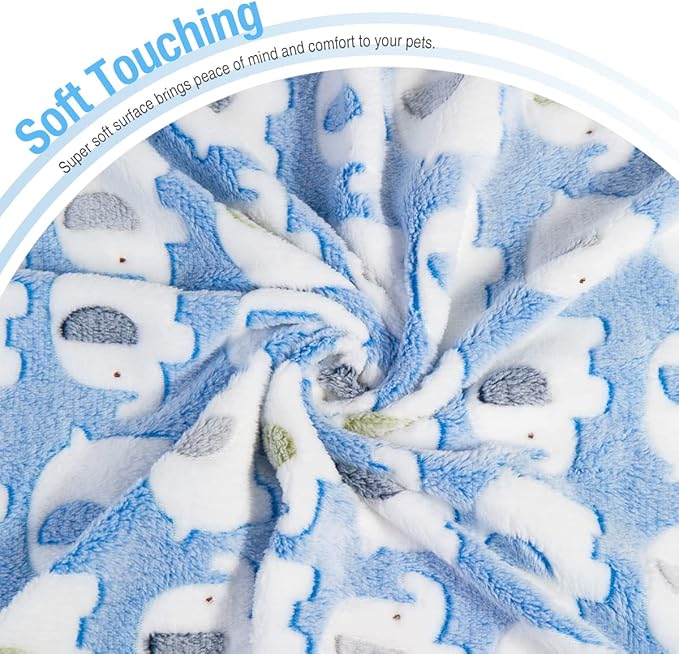 Pet Soft 1 Pack 3 Pet Blankets for Dogs - Fluffy Cats Dogs Blanket for Small Medium & Large Dog, Cute Print Pet Throw Puppy Blankets Fleece (Elephant, 3M)