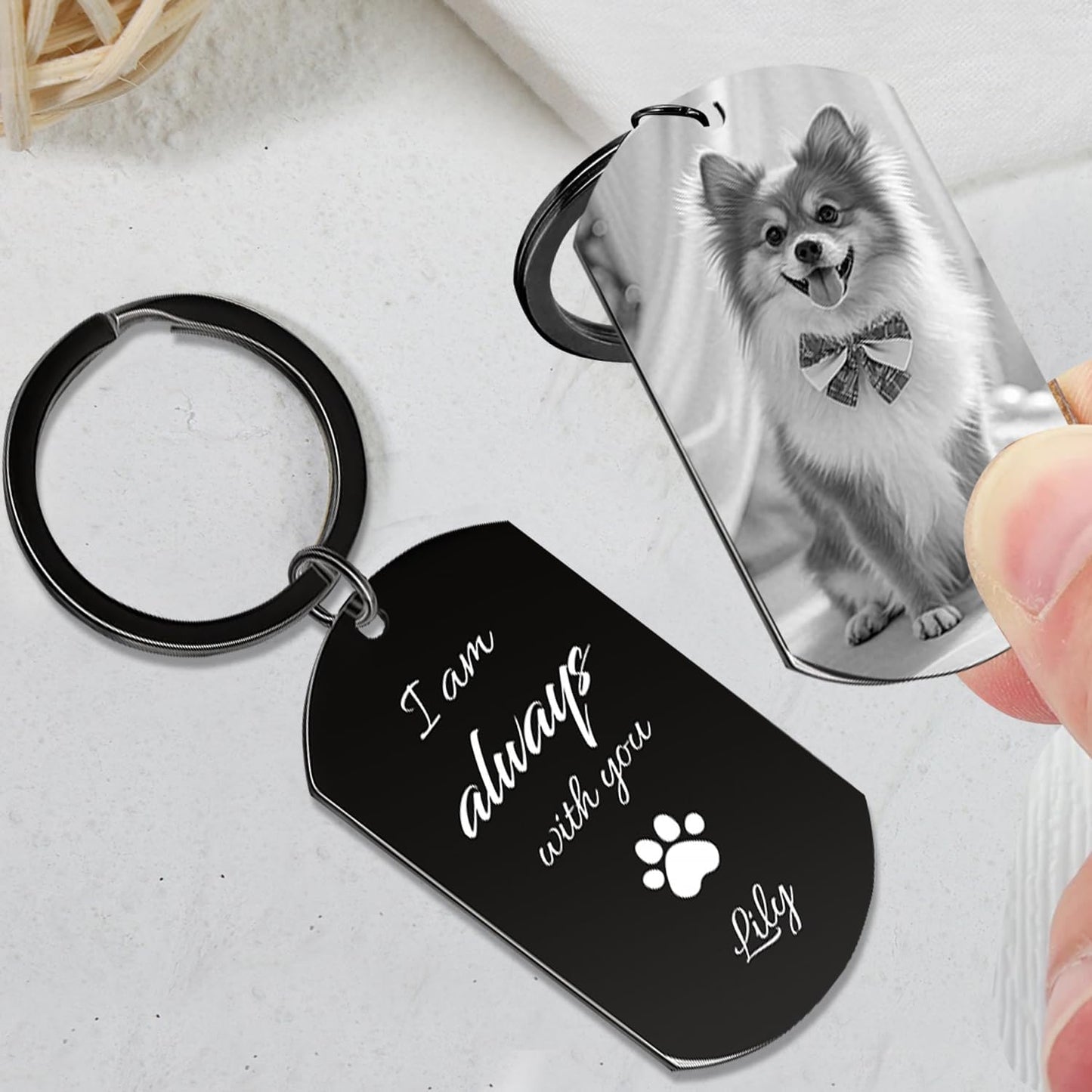 Personalized Dog Keychain Memorial Gifts for loss of dog - Custom Pet Photo Keychain in Memory of Dogs & Cats, Sympathy Gift For Pet Passed Away