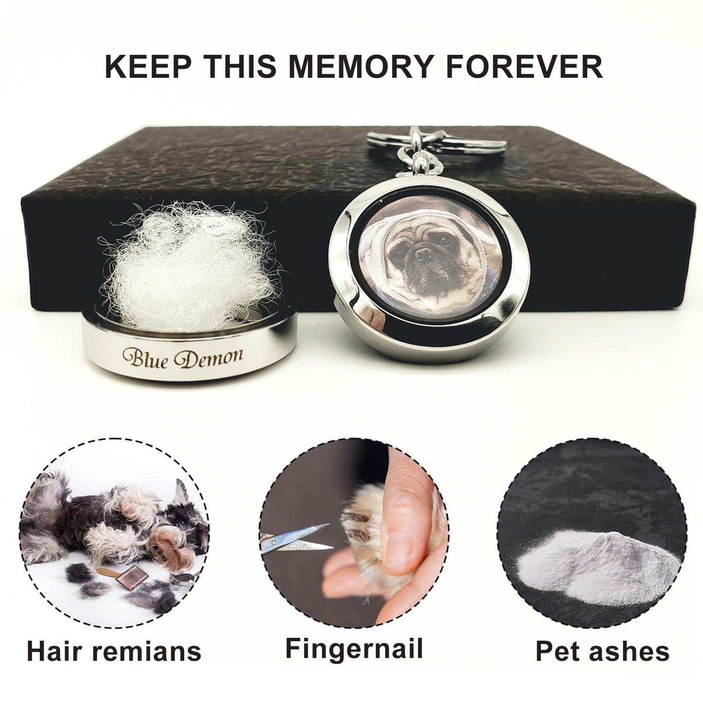Custom Pet portrait dog mom keychain hair locket keepsake Urn keychain for Ashes with Name Photo Portrait Cremation Jewelry for Pet Memorial Keepsake Loss of Dog Sympathy Gift