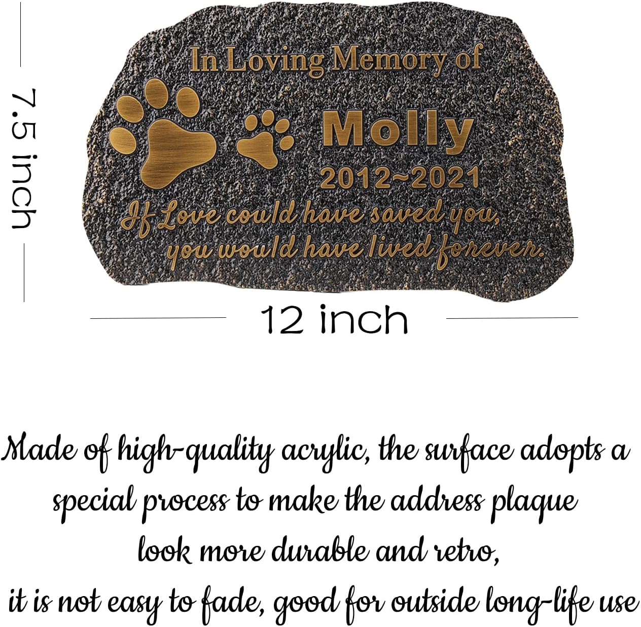 Pet Memorial Stone Cat Dog Pet Memorial Personalized Pet Grave Markers Customized Pet Grave Markers with Pet Name are a Sympathy Gift for The Loss of a Pet (Acrylic)