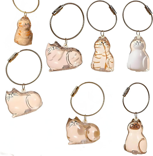 6 Pcs Cat Hair Keychain Keepsake - Clear Acrylic Fur Memorial Capsule for Pet Hair Preservation