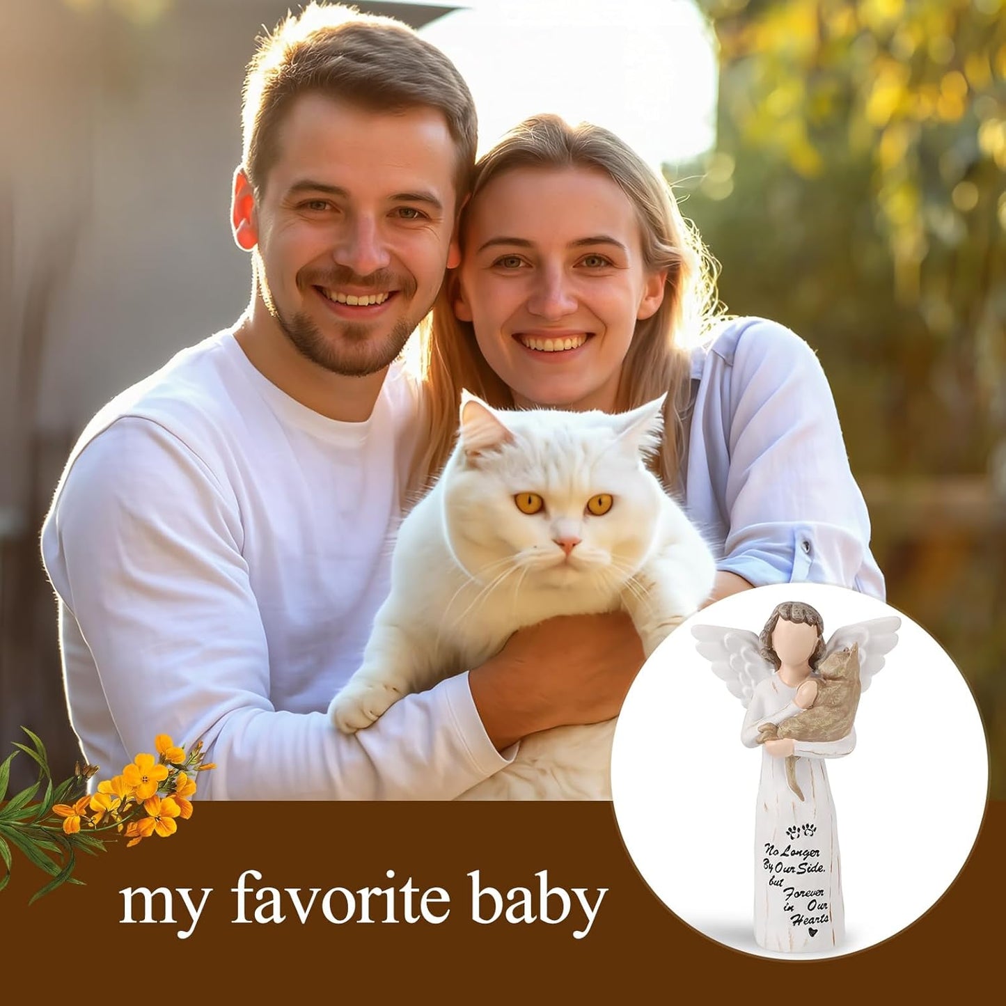 Cat Memorial Gifts, Cat Memorial Gifts for Loss of Cat, Pet Cat Remembrance Gifts, Hand-Painted Collectible Cat Angel Figurine Statue for Cat Lovers in Memory of Their Beloved Cat