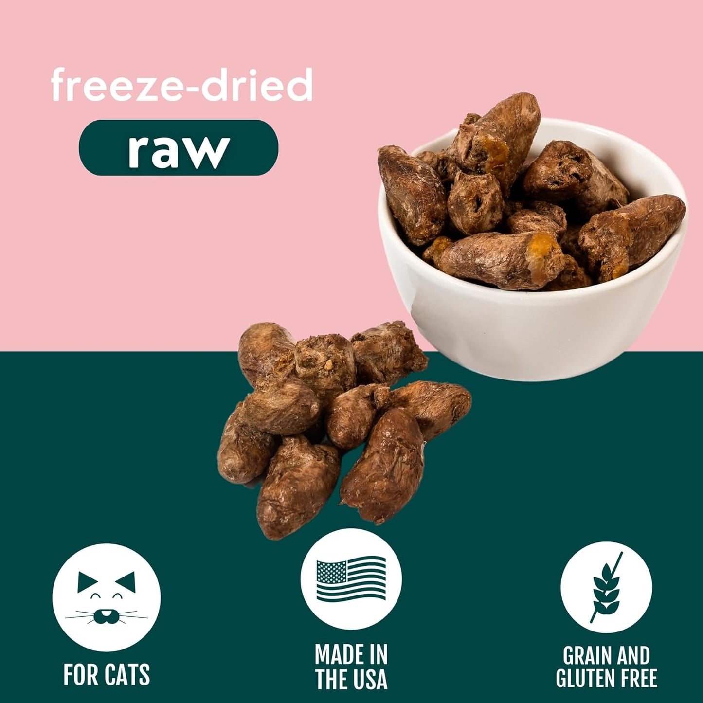Momentum Carnivore Nutrition Freeze-Dried Chicken Heart Cat Treats – Single-Ingredient, All-Natural, Grain-Free Treats – 1.9 oz Bag