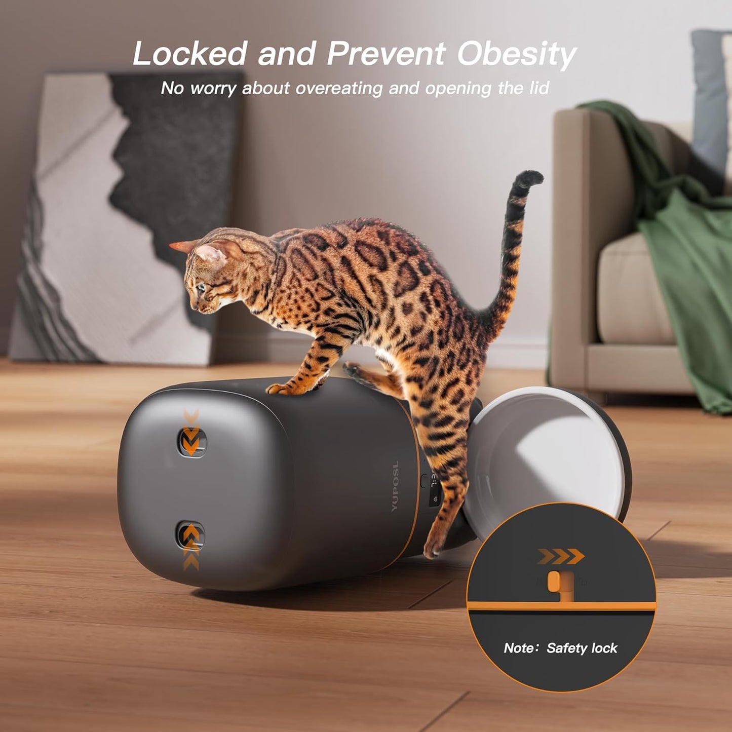 Automatic Cat Feeder - 2L Cat Food Dispenser, Timed Auto Pet Feeder with 180-day Battery Life, 1-6 Meals Per Day, 1-16 Portion, Ceramic Bowl, Desiccant Bag Keeps Dry Food Fresh, Also for Small Dogs