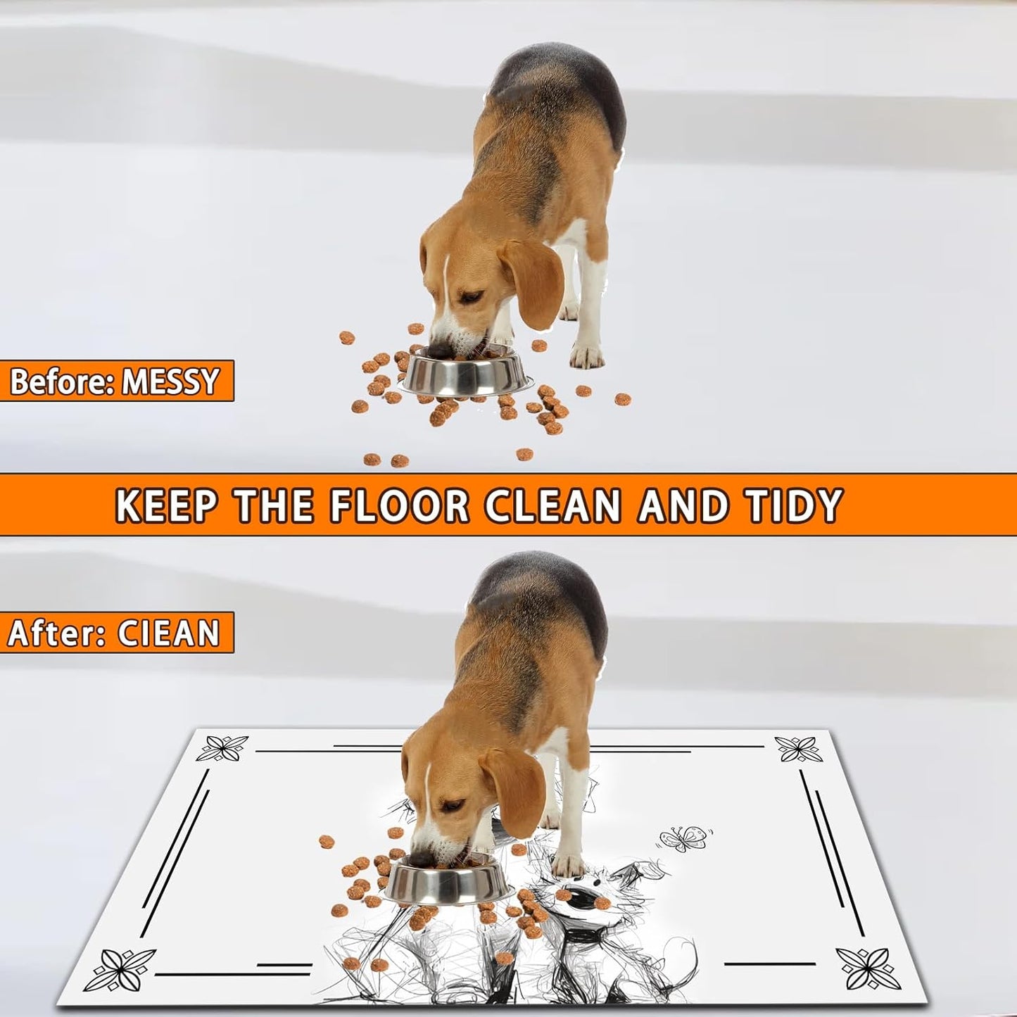 Pet Feeding Mat for Dogs and Cats - Super Absorbent Anti-Slip Bowl Pad, Eco-Friendly Washable Mat to Prevent Spills and Mess Labrador Mat 16"x24"