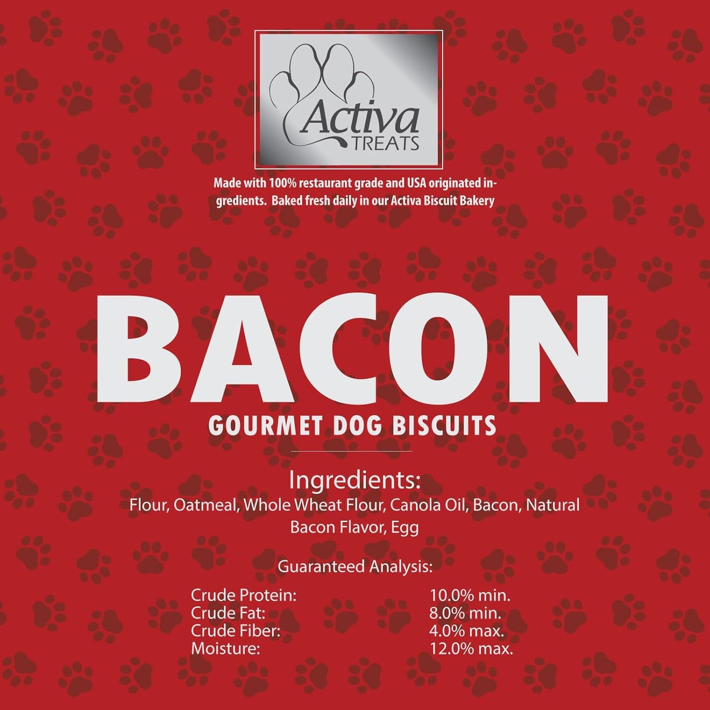 Activa 2lb Bacon Gourmet Dog Biscuits | Crunchy Dog Treats | (Medium, Bacon)