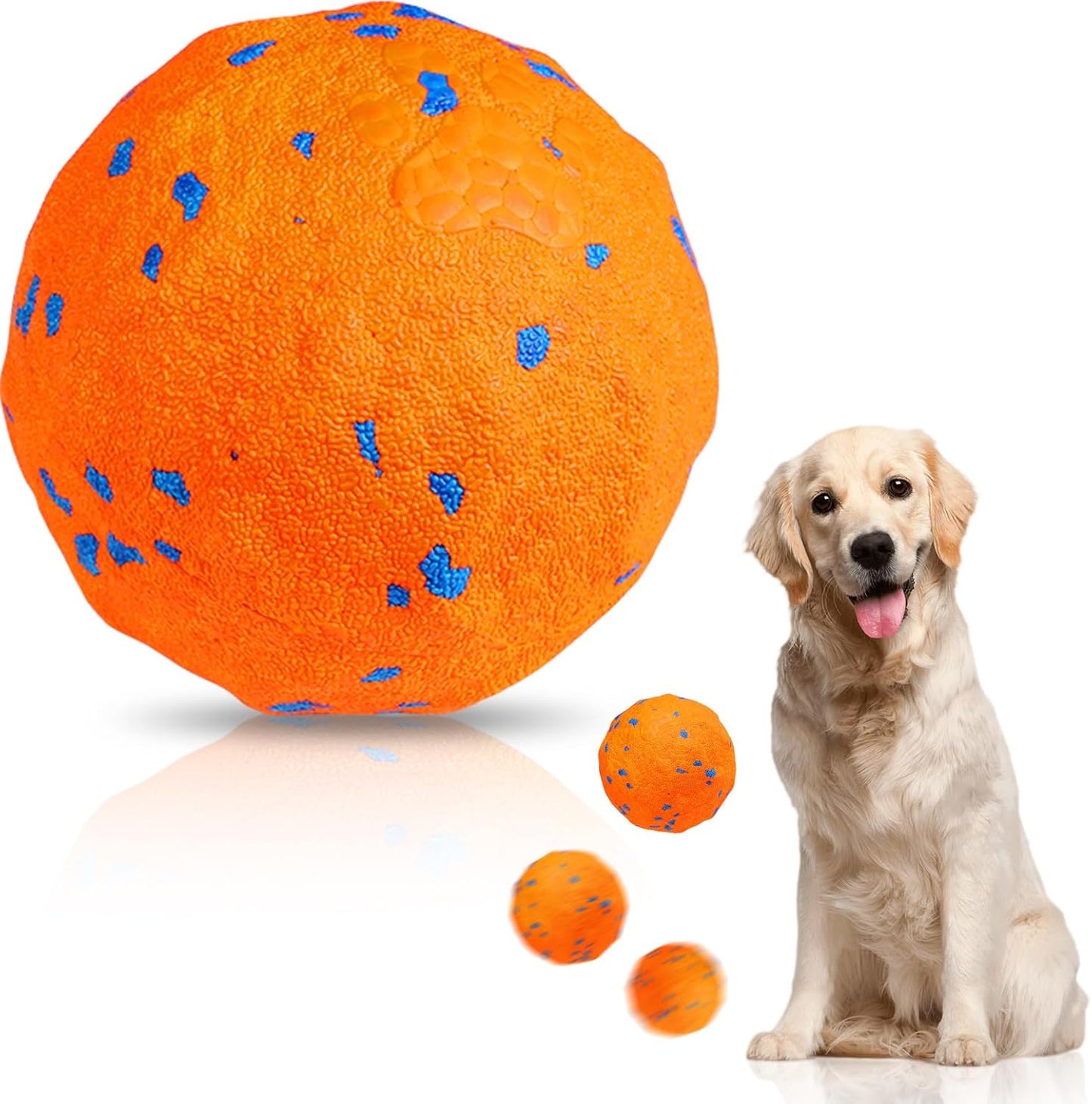 Interactive Dog Toys Ball, Automatic Moving, Bouncing Chew Toys, E-TPU Material, Suitable for Large and Medium-Sized Dogs, Used for Boredom Relief and Daily Training, USB Rechargeable (Orange)