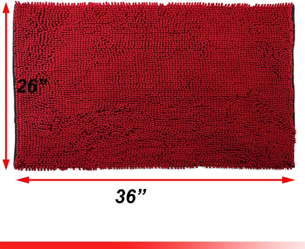 NJSBYL Pet Rugs Mats for Dog Cat Bathroom Door Rugs Shaggy Chenille Pet Area Rugs Petbed Ultra Soft Water Absorbent Machine Washable Dry (26 X 36 Inches, Deep Red)