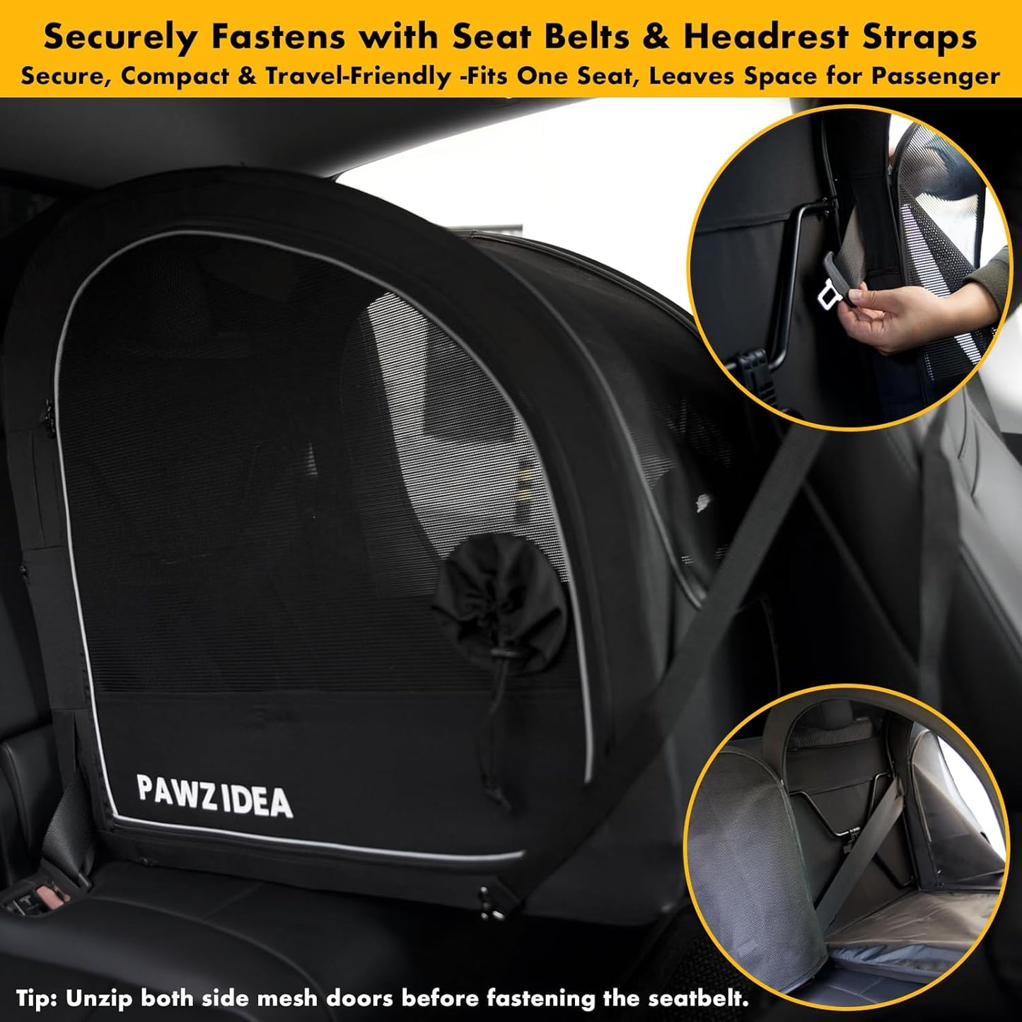 PAWZIDEA Large Dog Stroller with Detachable Carrier, Portable Dog Crate for Car Travel, Multiple Pet Strollers for Medium Dogs up to 80lbs, Adjustable Handle, All-Terrain 9” Wheels, Storage Organizer