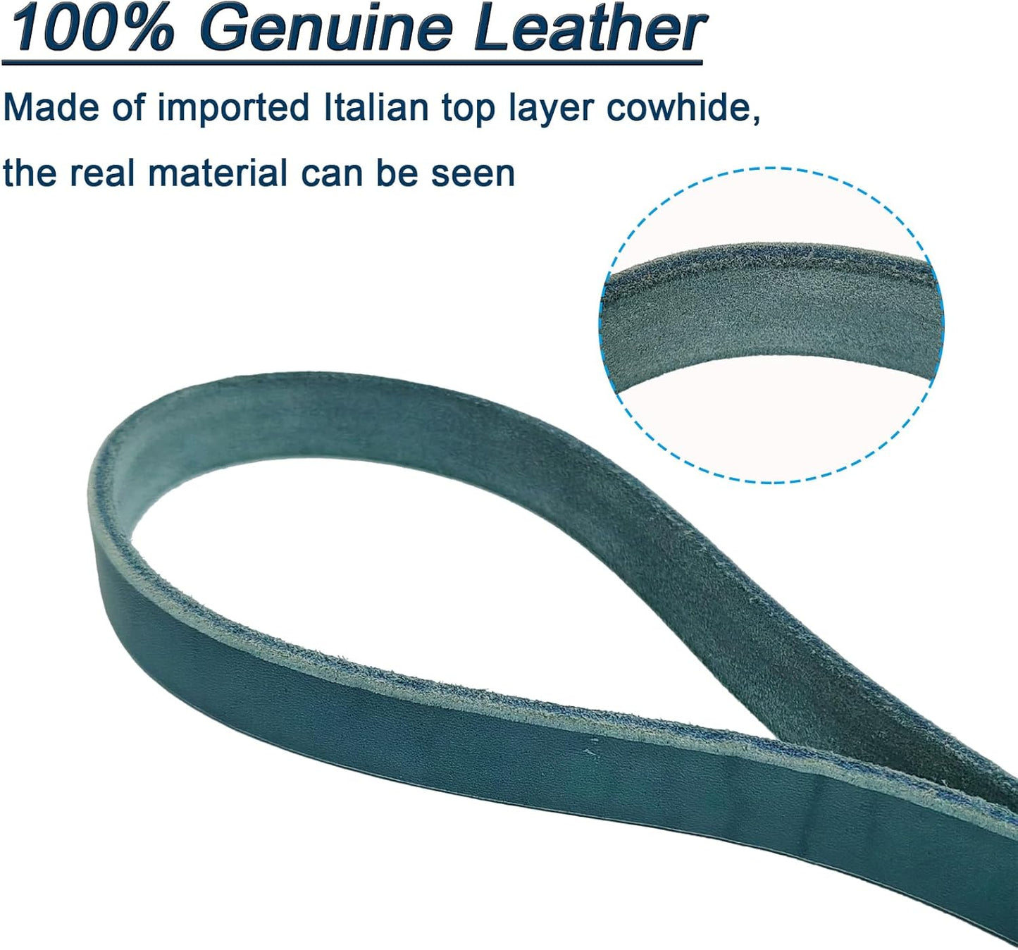 LWBMG Leather Dog Leash 6ft x 3/4 inch Heavy Duty Dog Training Leash, Strong Sturdy Genuine Leather Braided Leashes for Dogs, Soft and Comfortable Pet Lead for Large, Medium Dogs Blue