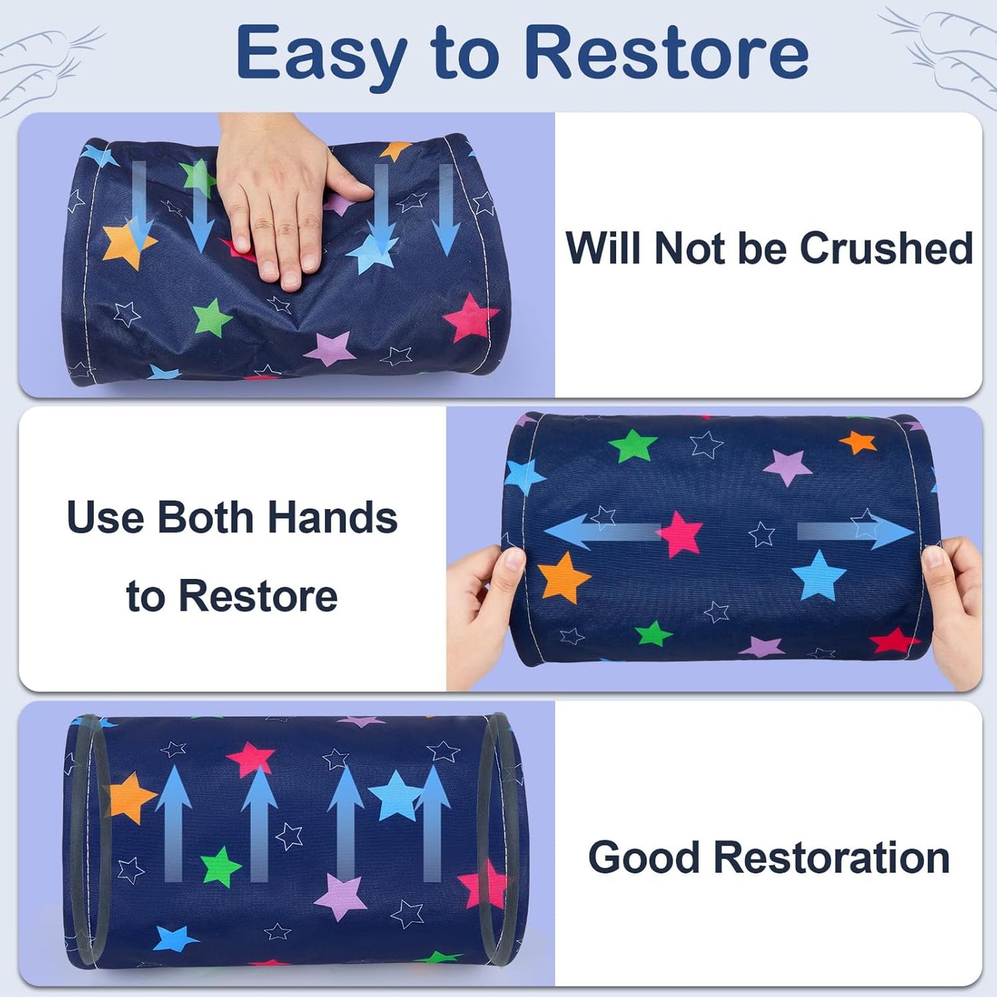 Glittme Guinea Pig Tunnel Washable Guinea Pigs Hideout Portable Rabbit Tunnels Soft Ferret Tunnel for Playing Resting Guinea Pig Accessories for Hedgehogs, Hamster,Colorful Stars