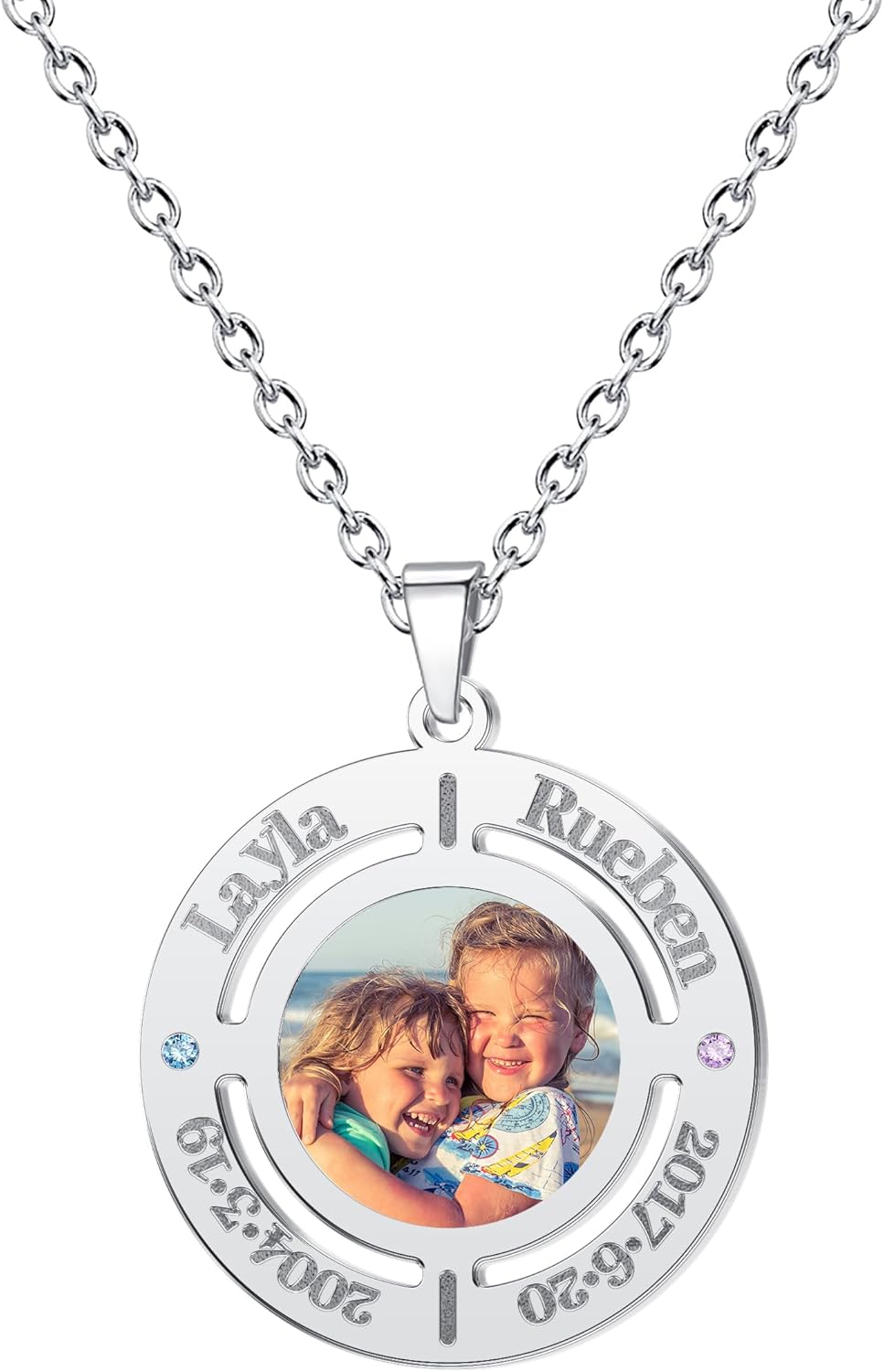 CharmSStory Personalized Photo Necklaces Custom Engraved Name Necklace Memory Keepsake Picture Necklace Pendant Customized Gifts for Women Men