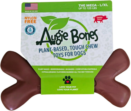 Non-Toxic Dog Toys - Sustainable Bacon Flavored Dog Chew Toys for Aggressive Chewers - Plant-Based Bioplastic Pet Toys - Made in The USA (Mega)